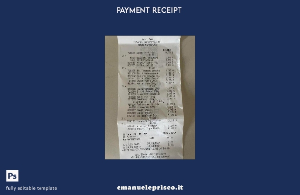 stile verificato Modello di ricevuta di pagamento del supermercato Aldi Sud Germ